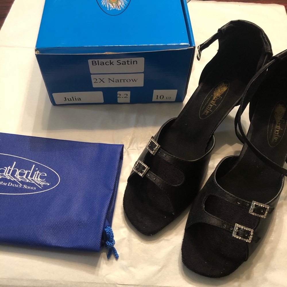 Women’s Ballroom Dance Shoes Black Satin sz 10 1/2